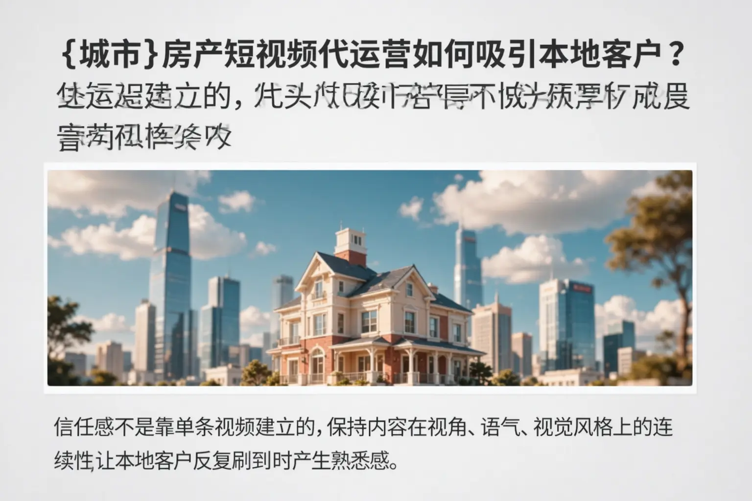 隆尧房产短视频代运营如何吸引本地客户?